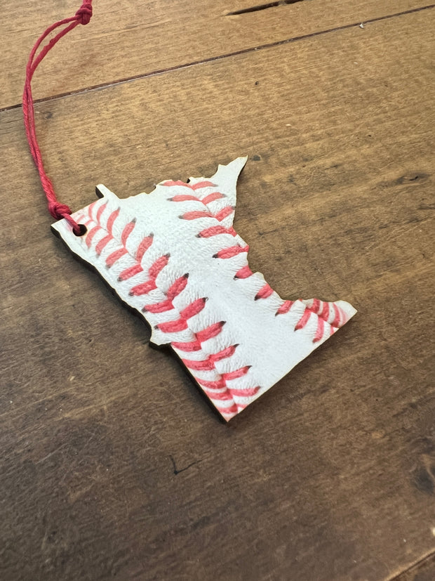 Minnesota State Outline - Baseball Ornament Magnet
