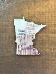 Minnesota State Outline - Minneapolis Photograph Gold Medal Flour Sign Ornament Magnet