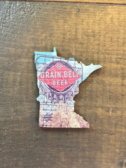 Minnesota State Outline - Minneapolis Photograph Grain Belt Sign Ornament Magnet
