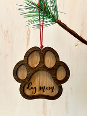 Paw Print Wooden Ornament (Multiple Styles)