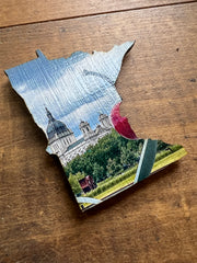 Minnesota State Outline - Minneapolis Photograph Cherry and Spoon Ornament Magnet