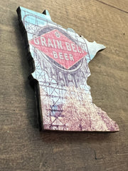 Minnesota State Outline - Minneapolis Photograph Grain Belt Sign Ornament Magnet