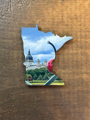 Minnesota State Outline - Minneapolis Photograph Cherry and Spoon Ornament Magnet