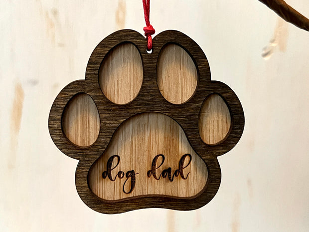 Paw Print Wooden Ornament (Multiple Styles)