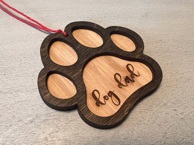 Paw Print Wooden Ornament (Multiple Styles)