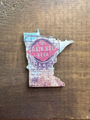 Minnesota State Outline - Minneapolis Photograph Grain Belt Sign Ornament Magnet