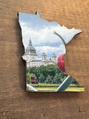 Minnesota State Outline - Minneapolis Photograph Cherry and Spoon Ornament Magnet