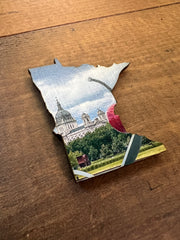 Minnesota State Outline - Minneapolis Photograph Cherry and Spoon Ornament Magnet