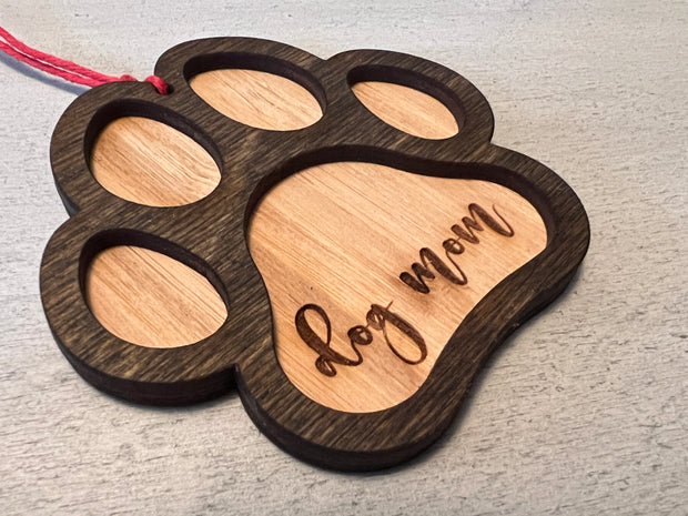 Paw Print Wooden Ornament (Multiple Styles)