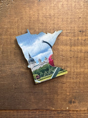 Minnesota State Outline - Minneapolis Photograph Cherry and Spoon Ornament Magnet