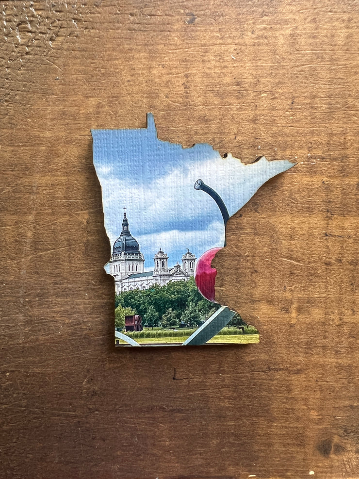 Minnesota State Outline - Minneapolis Photograph Cherry and Spoon Ornament Magnet
