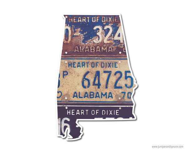 Alabama Vintage License Plates Vinyl Sticker