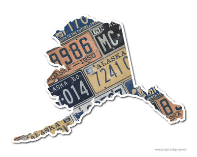 Alaska Vintage License Plates Vinyl Sticker