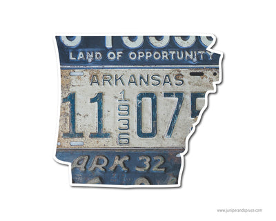 Arkansas Vintage License Plates Vinyl Sticker