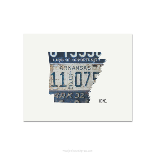 Arkansas Vintage License Plate Print