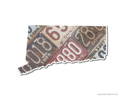 Connecticut Vintage License Plates Vinyl Sticker