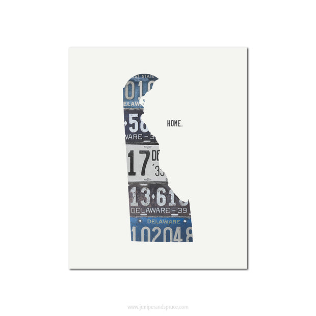 Delaware Vintage License Plate Print