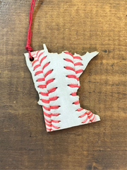 Minnesota State Outline - Baseball Ornament Magnet