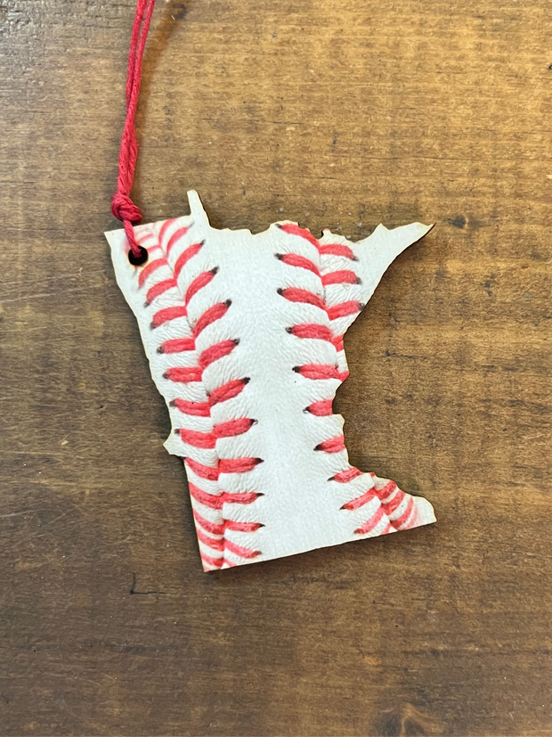 Minnesota State Outline - Baseball Ornament Magnet