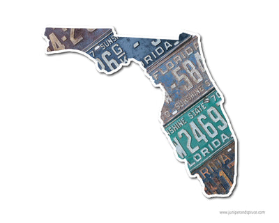 Florida Vintage License Plates Vinyl Sticker