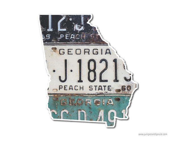 Georgia Vintage License Plates Vinyl Sticker