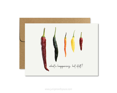 Greeting Card Hot Peppers - What's Happening, Hot Stuff?