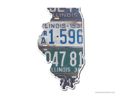 Illinois Vintage License Plates Vinyl Sticker