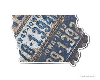 Iowa Vintage License Plates Vinyl Sticker