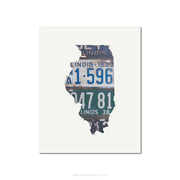 Illinois Vintage License Plate Print