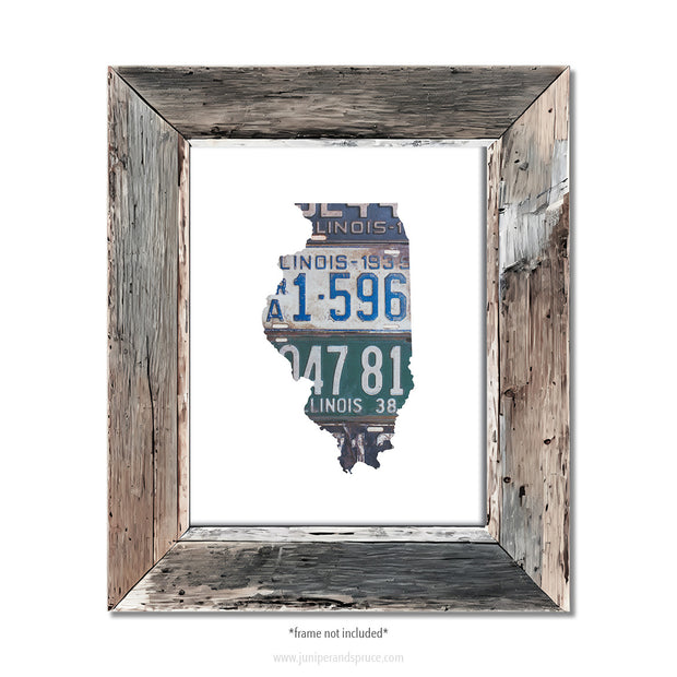 Illinois Vintage License Plate Print