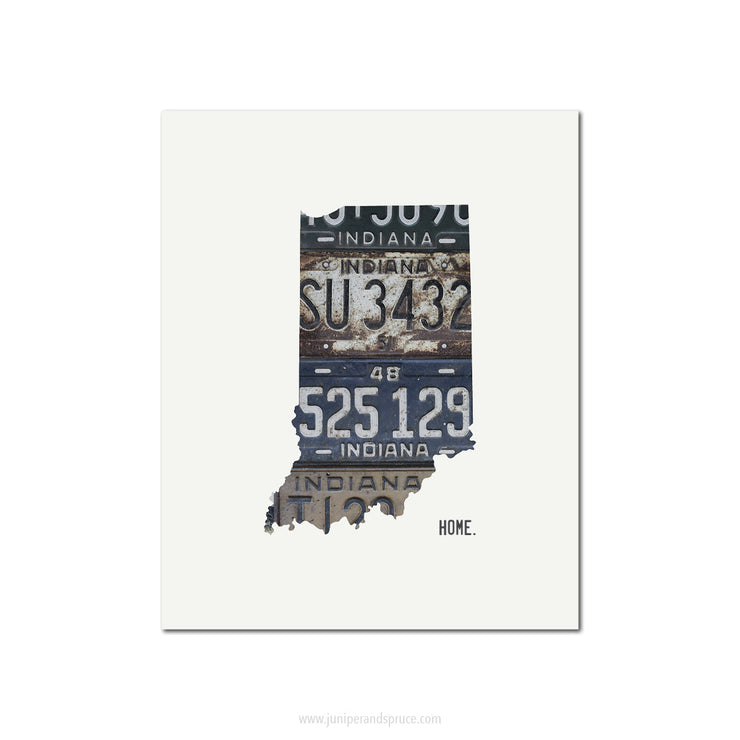 Indiana Vintage License Plate Print