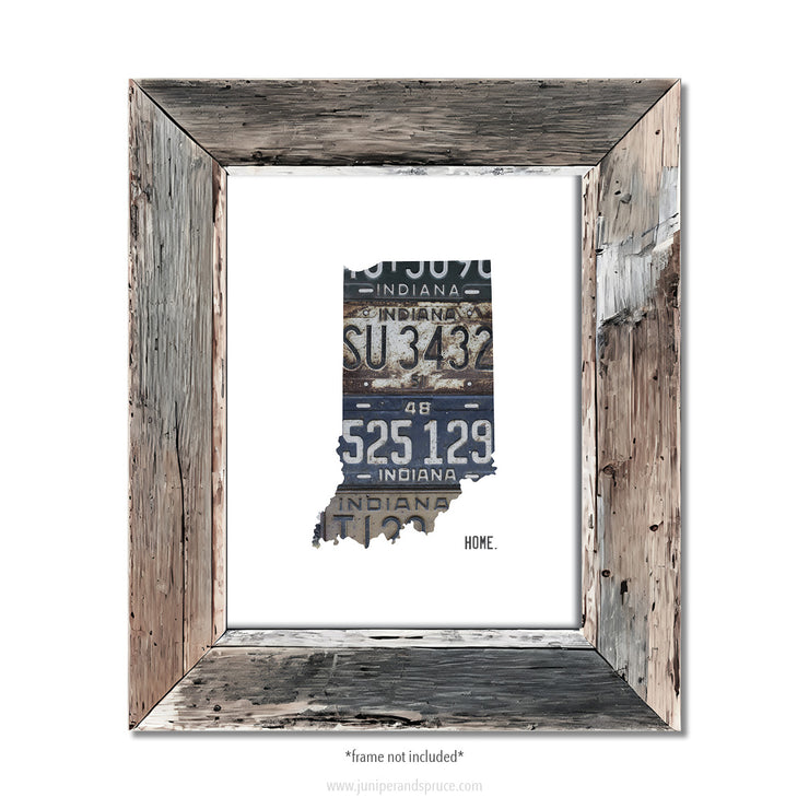 Indiana Vintage License Plate Print