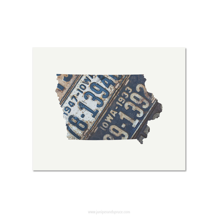 Iowa Vintage License Plate Print