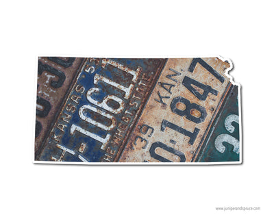 Kansas Vintage License Plates Vinyl Sticker
