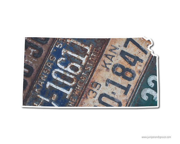 Kansas Vintage License Plates Vinyl Sticker