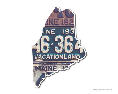 Maine Vintage License Plates Vinyl Sticker