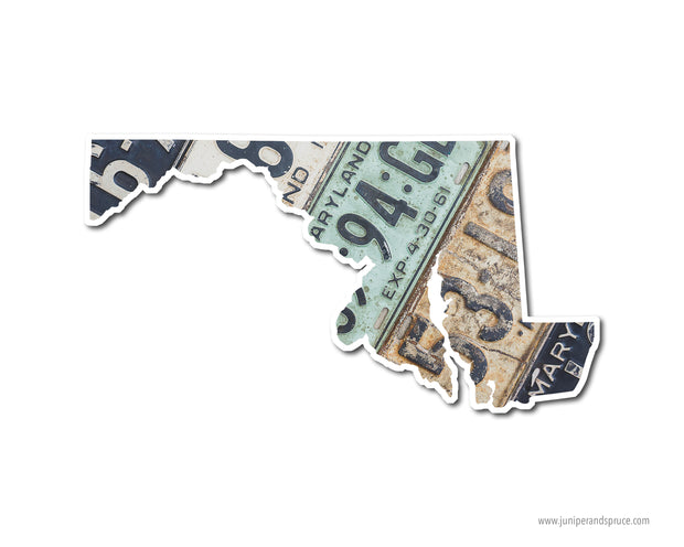 Maryland Vintage License Plates Vinyl Sticker