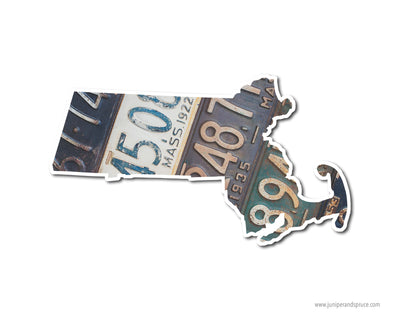 Massachusetts Vintage License Plates Vinyl Sticker