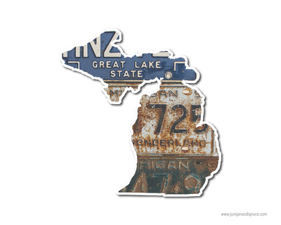 Michigan Vintage License Plates Vinyl Sticker