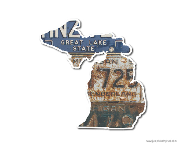Michigan Vintage License Plates Vinyl Sticker