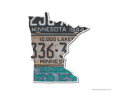 Minnesota Vintage License Plates Vinyl Sticker