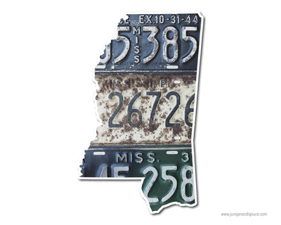 Mississippi Vintage License Plates Vinyl Sticker