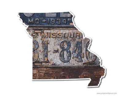 Missouri Vintage License Plates Vinyl Sticker