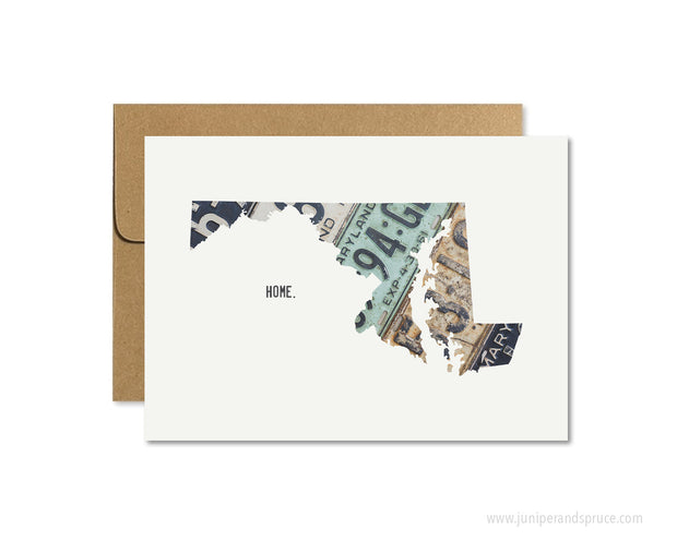 Maryland Home Greeting Card - Vintage License Plates