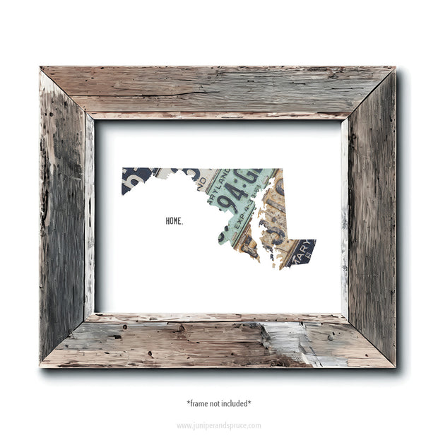 Maryland Vintage License Plate Print