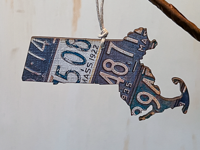 Massachusetts Vintage License Plate Ornament Magnet