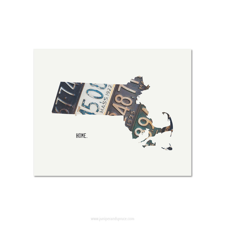 Massachusetts Vintage License Plate Print