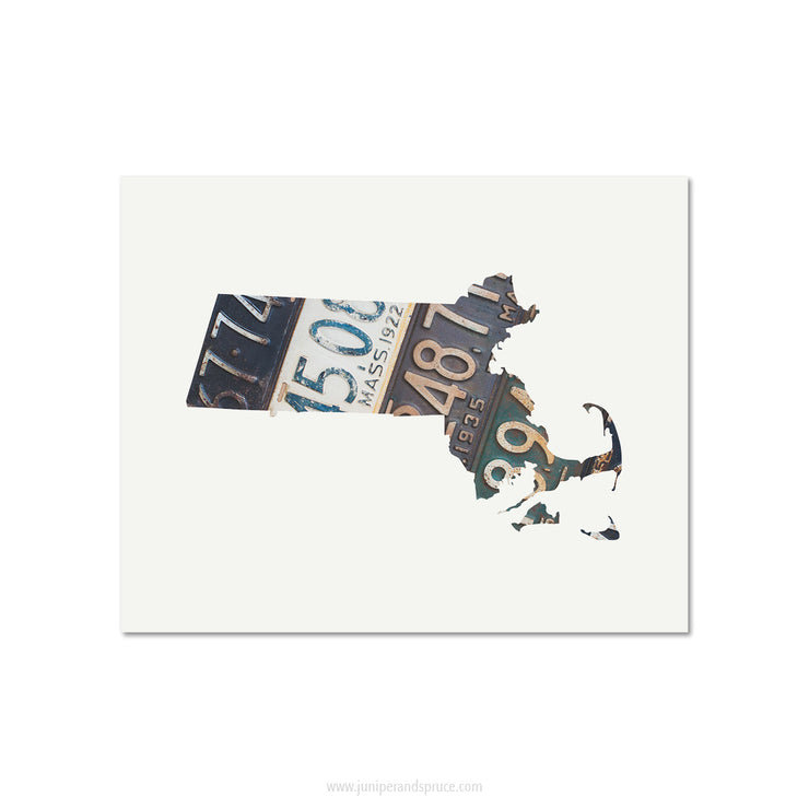 Massachusetts Vintage License Plate Print