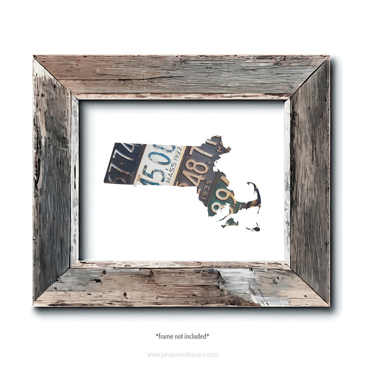 Massachusetts Vintage License Plate Print