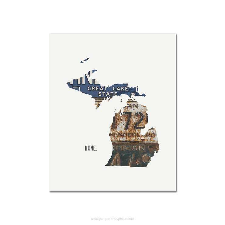 Michigan Vintage License Plate Print